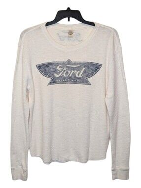 Lucky Brand Ford Motor Co Detroit Waffle Knit Thermal Shirt Men’s L